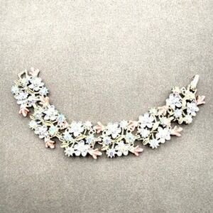 PAM Vintage Floral Enamel Aurora Borealis Crystal Bracelet Cottagecore